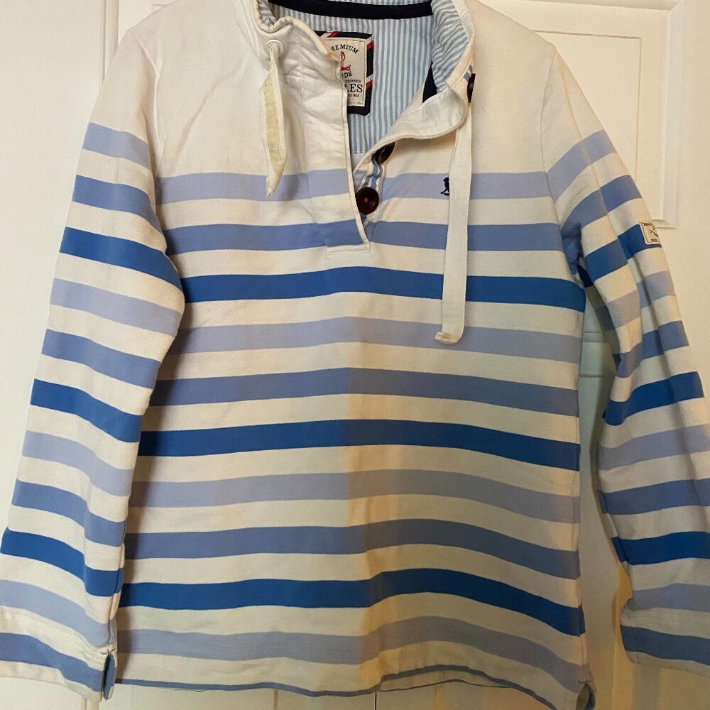 Joules Staunton Funnel Neck Striped Sweatshirt US 6 Beachy Coastal Preppy